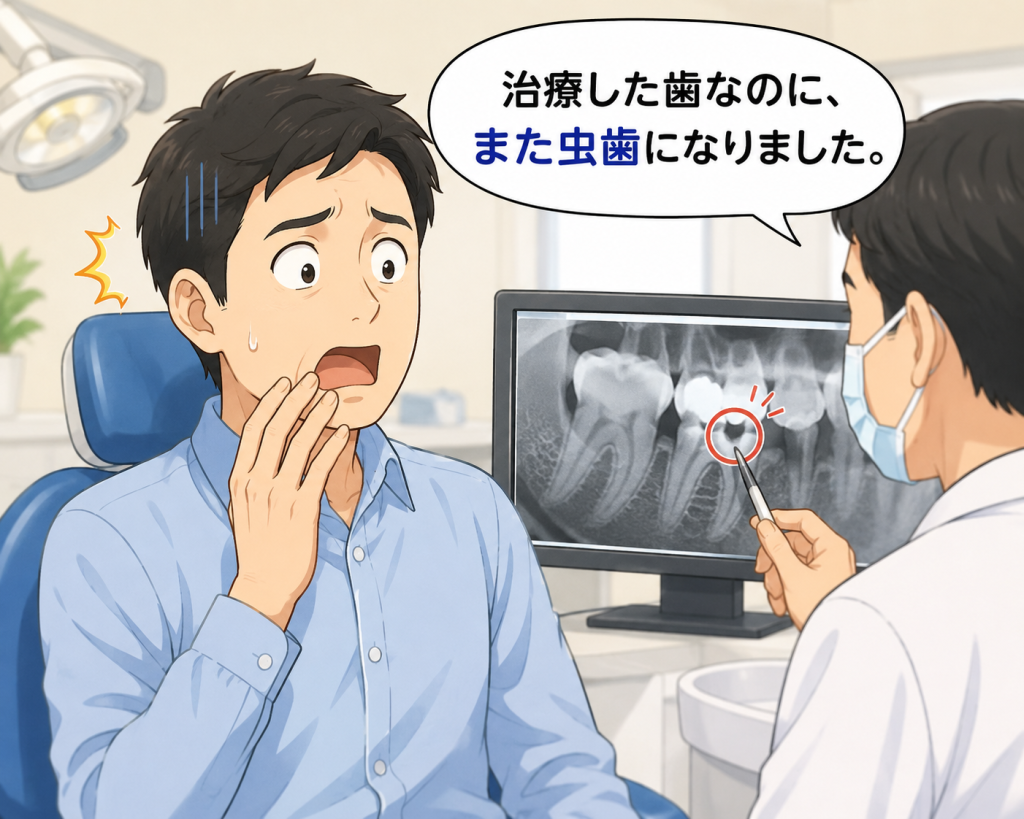虫歯を治療したのにまた虫歯になりましたと言われて驚いた人