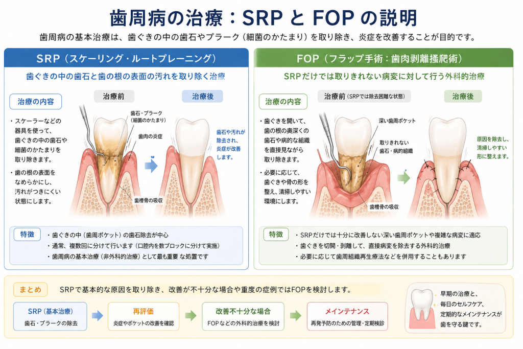 歯周病の専門の治療SRPとFOP